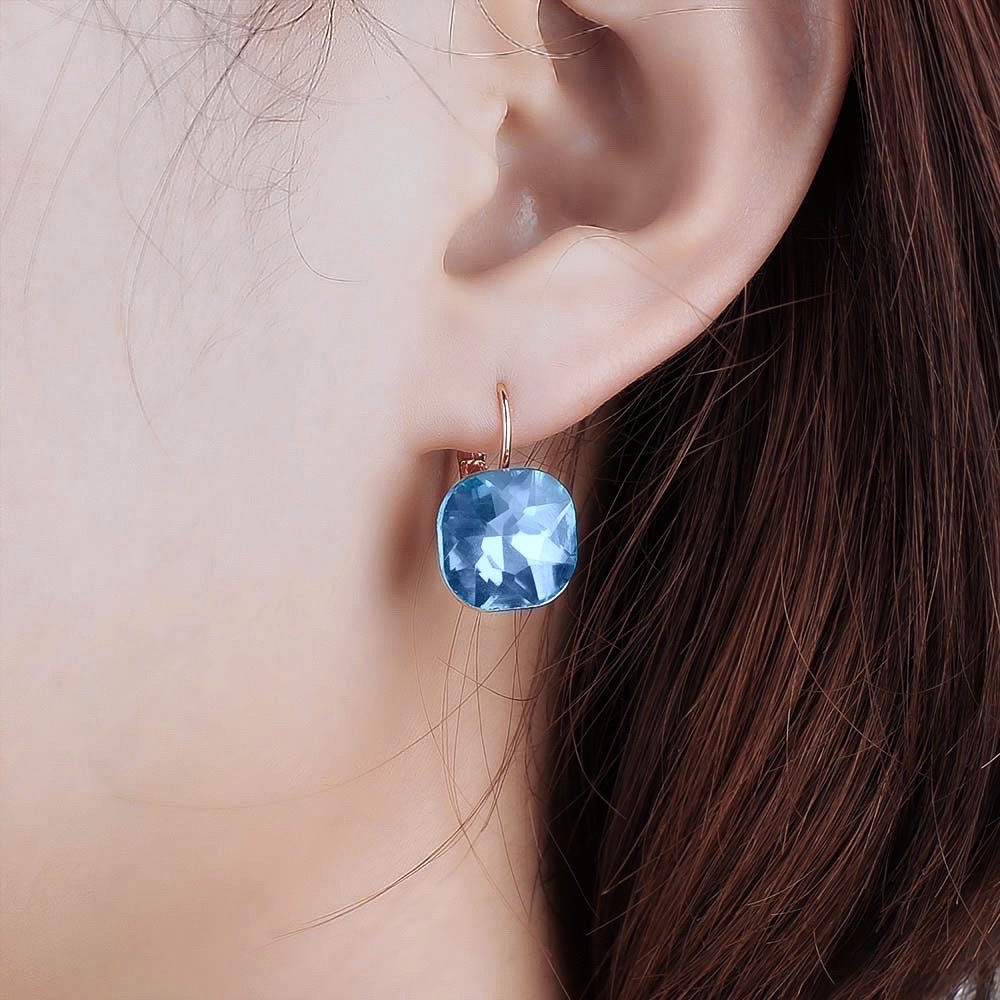 Any 2/$20! Gold/Baby Blue Crystal Earrings - Picture 3 of 6